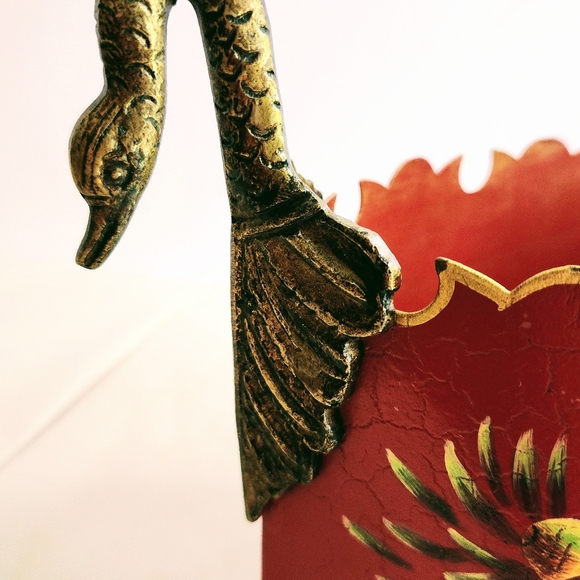 Crown Shaped Cache Pot with Brass Swans - Picture 4 of 5